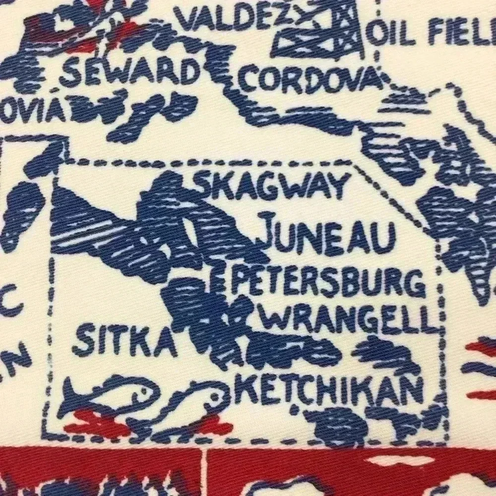 Vintage Alaska card table cloth 30 x 33.
